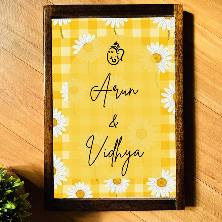 Daisy Floral Vintage Personalized Resin Wooden Frame Name Plate