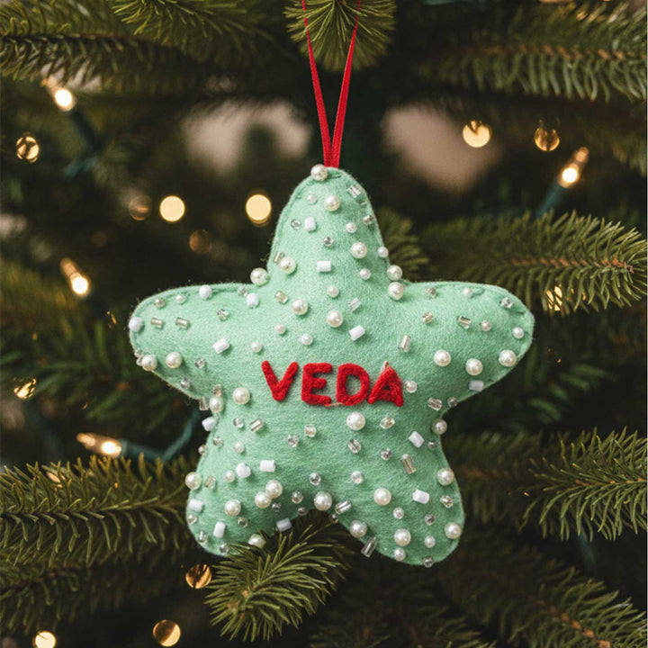 Personalized Handmade Felt Shining Star Christmas Ornament