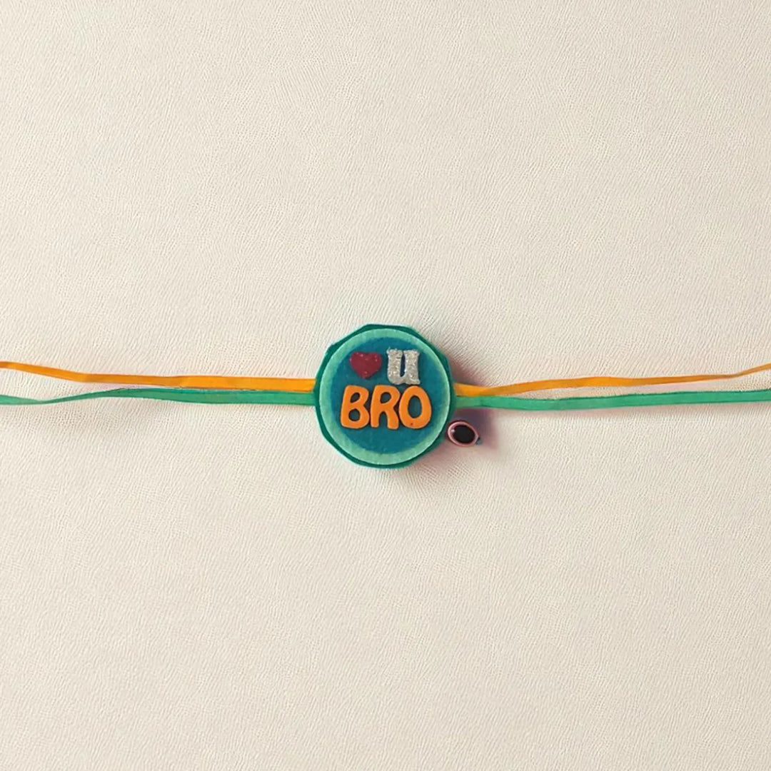 Handmade Awesome Bro Felt Rakhi Hamper With Roli Chawal Includes 1 Pillow 1 Rakhi - Rakhi Close-up View