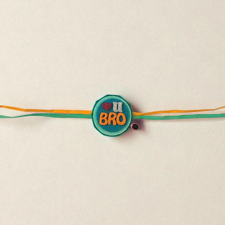 Handmade Awesome Bro Felt Rakhi Hamper With Roli Chawal Includes 1 Pillow 1 Rakhi - Rakhi Close-up View