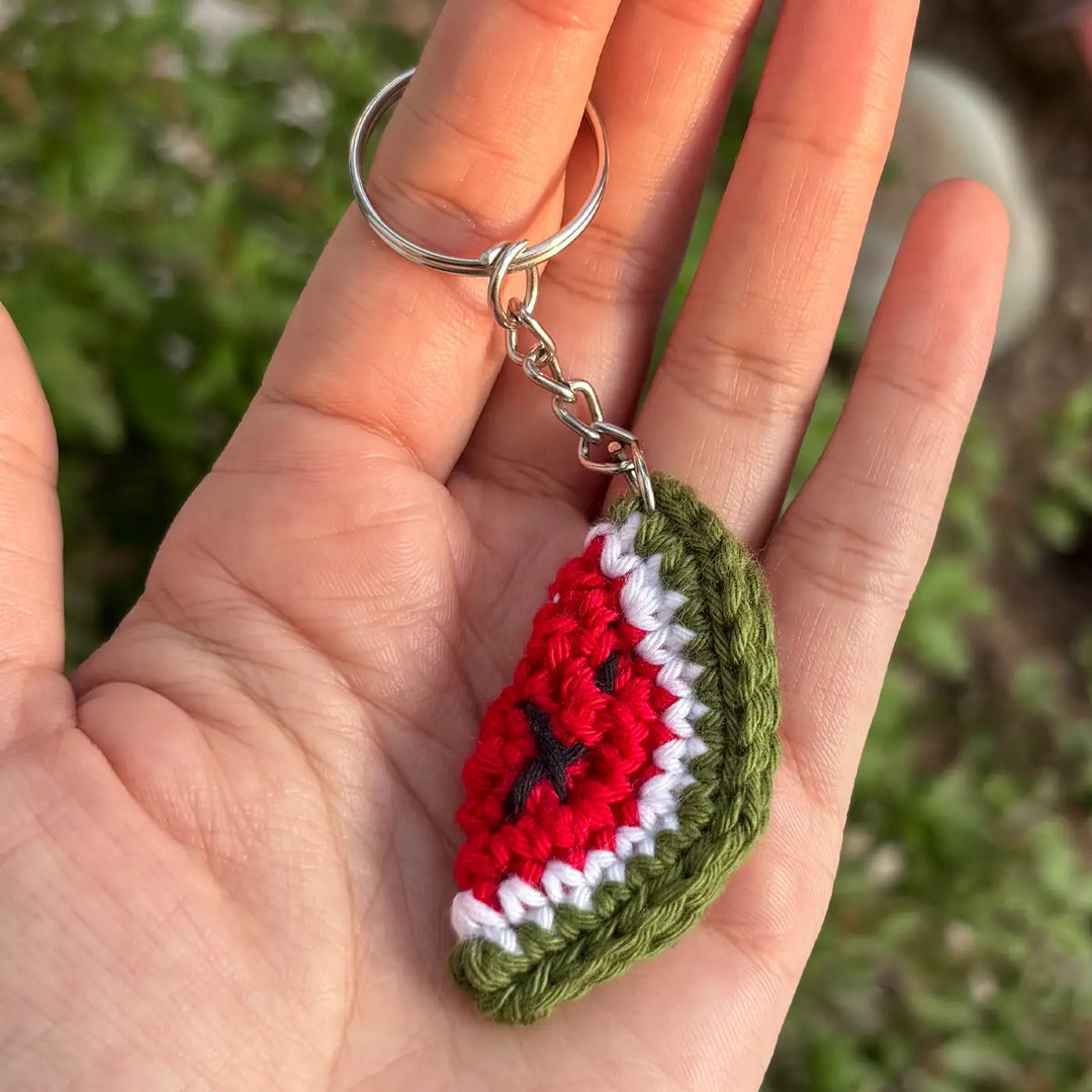Handmade Crochet Watermelon Cotton Bag Charm