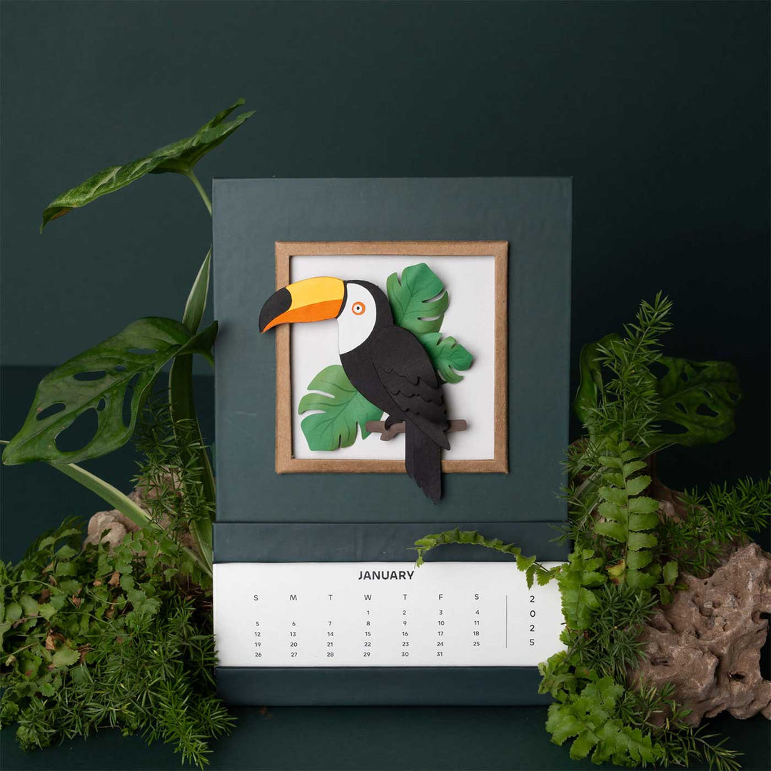 Handmade 3D Toucan Bird 2026 Desk Calendar