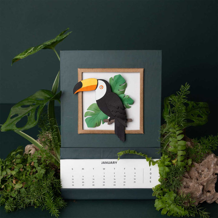 Handmade 3D Toucan Bird 2026 Desk Calendar