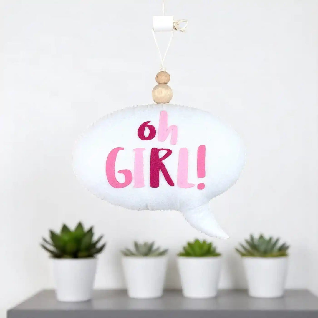 Handmade "Oh Girl" Speech Bubble Theme Felt Hanging For Kids