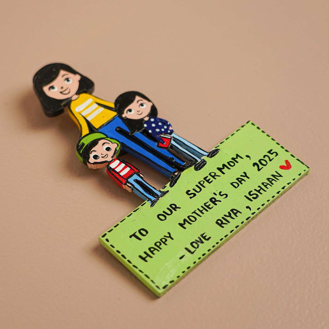Personalized Caricature Cutout MDF Wood Fridge Magnet For Mothers