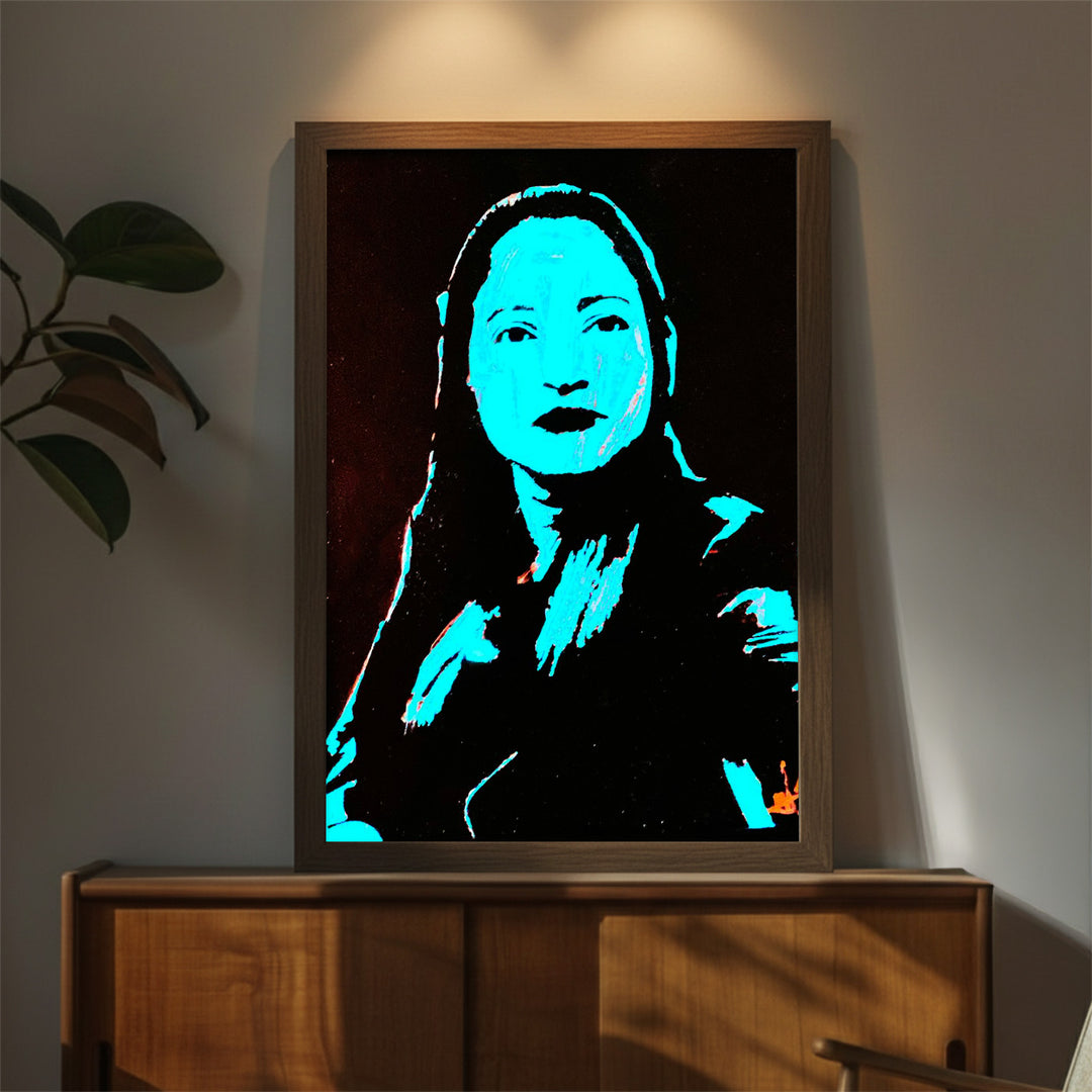 Photo Personalized Glow in the Dark Hand Illustrated Portrait With Premium Wooden Frame