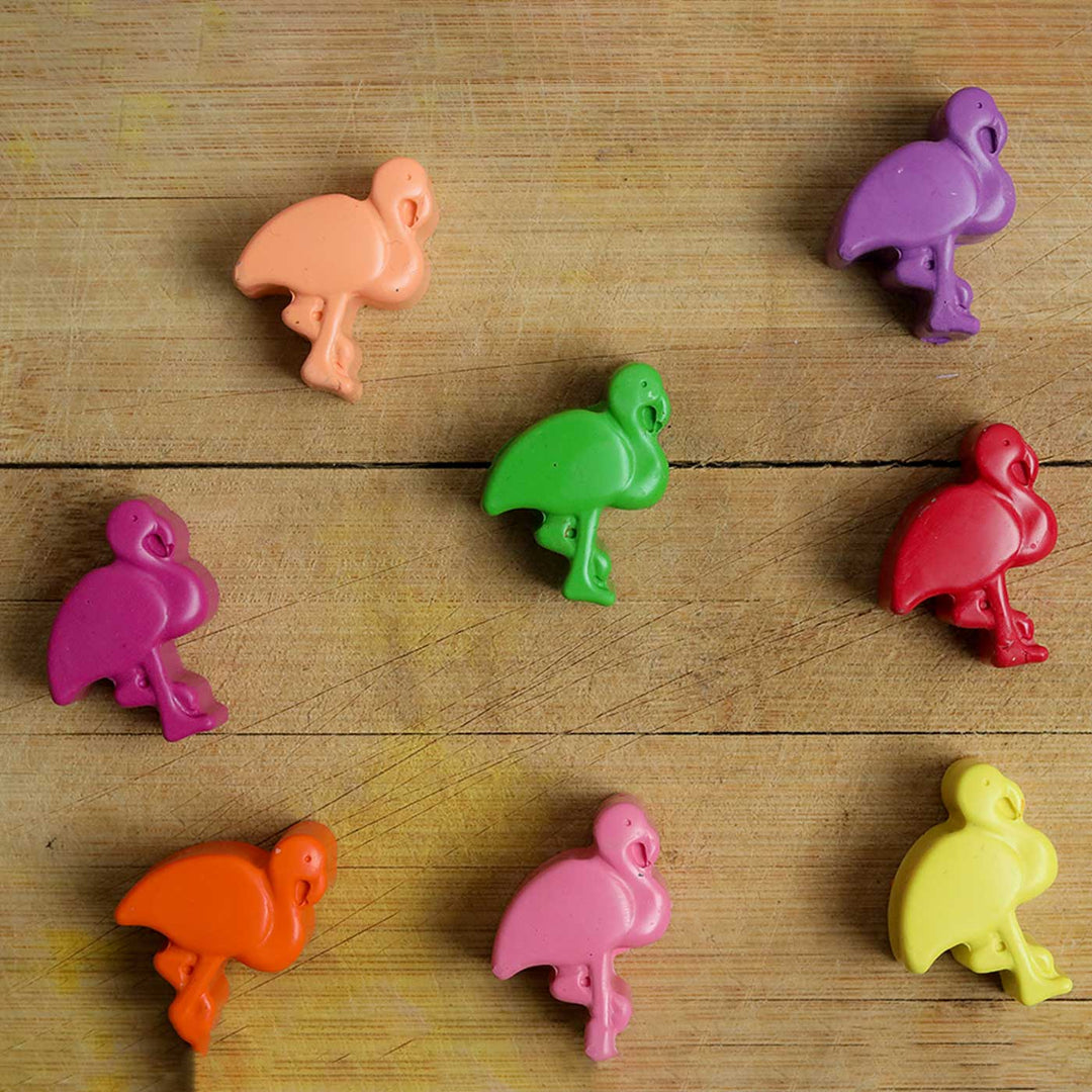 Handmade Non-Toxic Mini Flamingo Crayons | Set Of 8