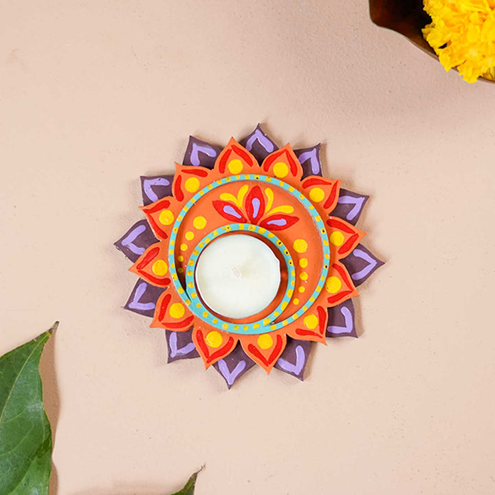 Handmade Flower Wooden Tealight Holder
