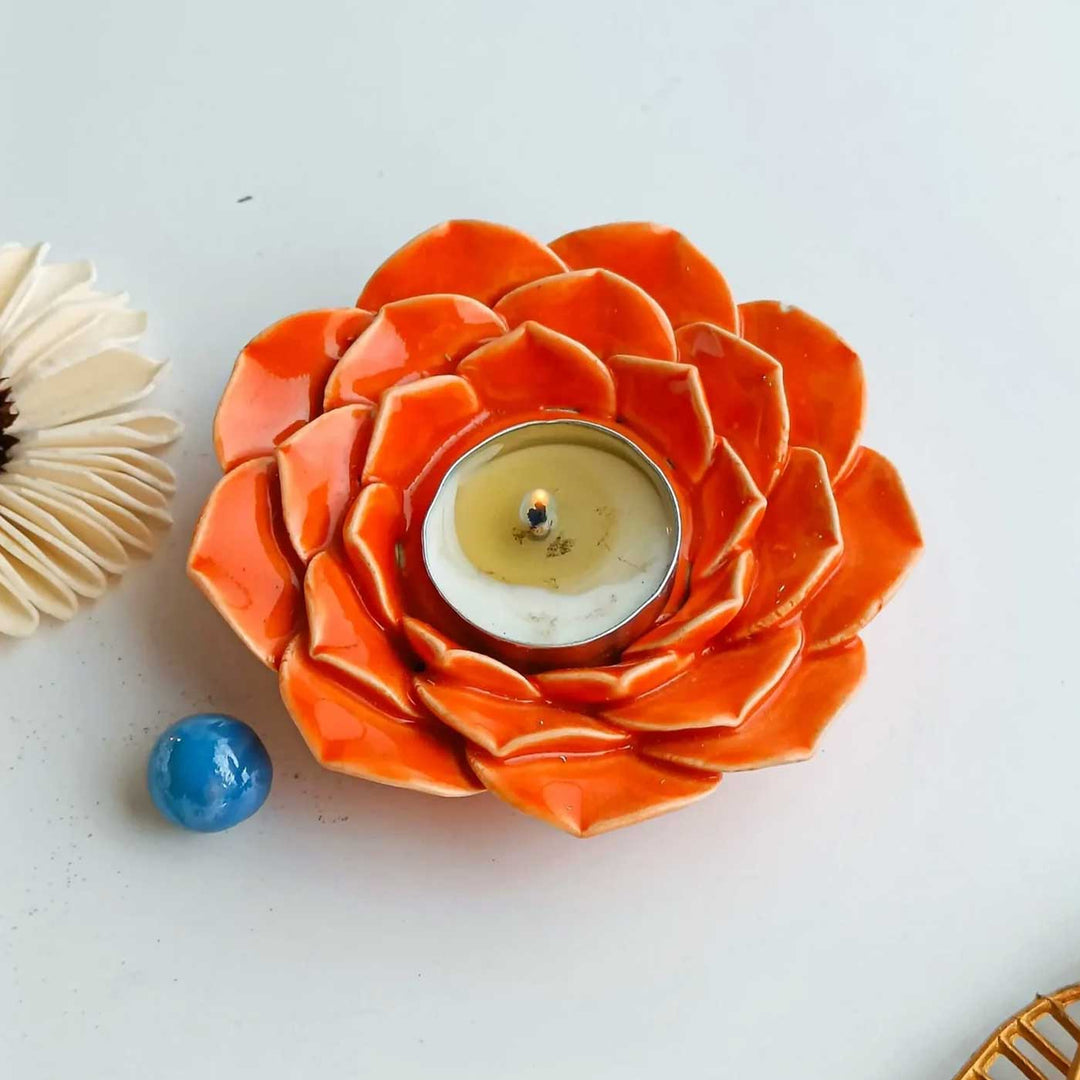 Handmade Phoolrani Ceramic Tealight Holder