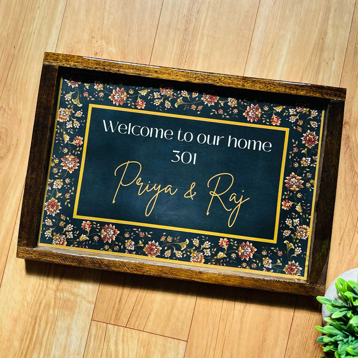 Midnight Bloom Personalized Resin Wooden Frame Name Plate