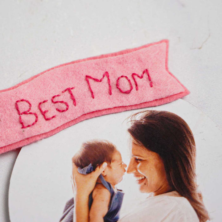 Photo Personalized Handmade Round Heart Theme Felt Fridge Magnet