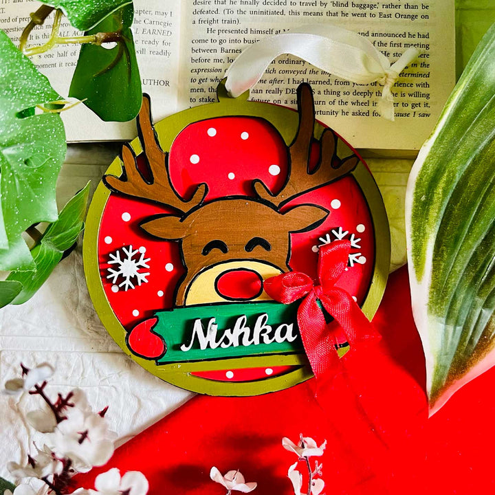 Personalized Reindeer Mdf Wood Ornament For Christmas Tree Decoration