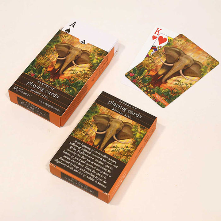 Handmade Printed Elephant Design Bridge Size Playing Cards