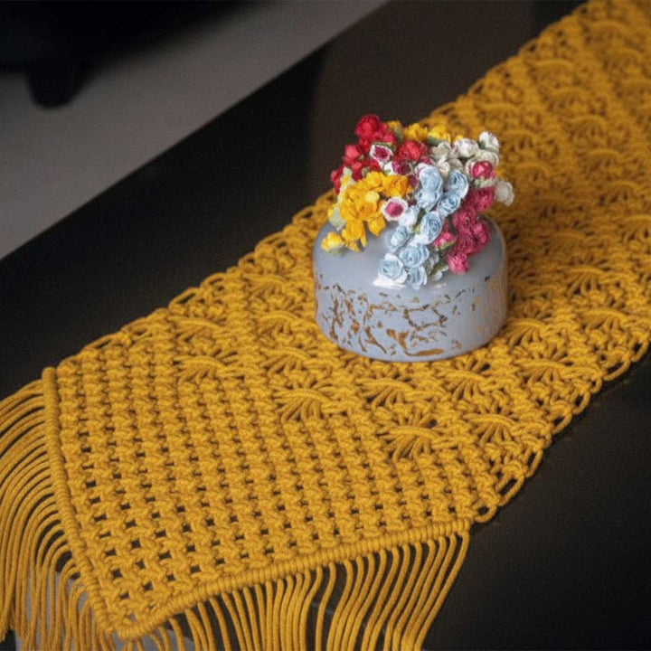 Handmade Macrame Stripe Design Cotton Table Runner