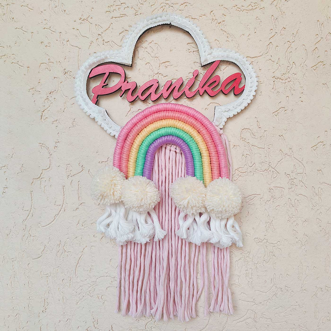 Personalized Macrame Cloud Theme Name Plate