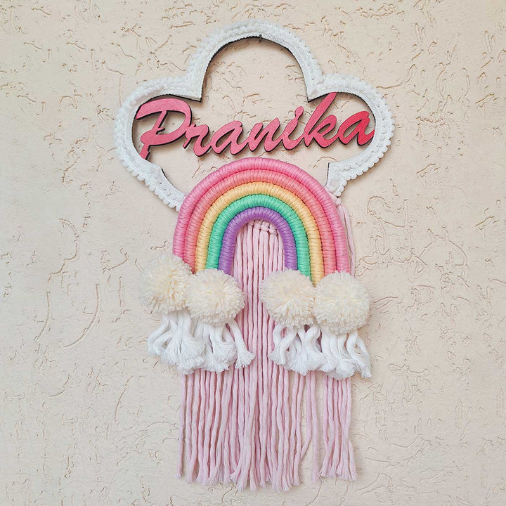 Personalized Macrame Cloud Theme Name Plate