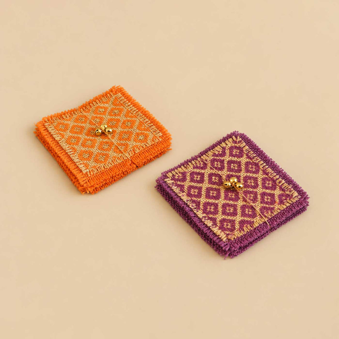6 Pc | Handmade Screen Printed Jute Coaster For Dining Table