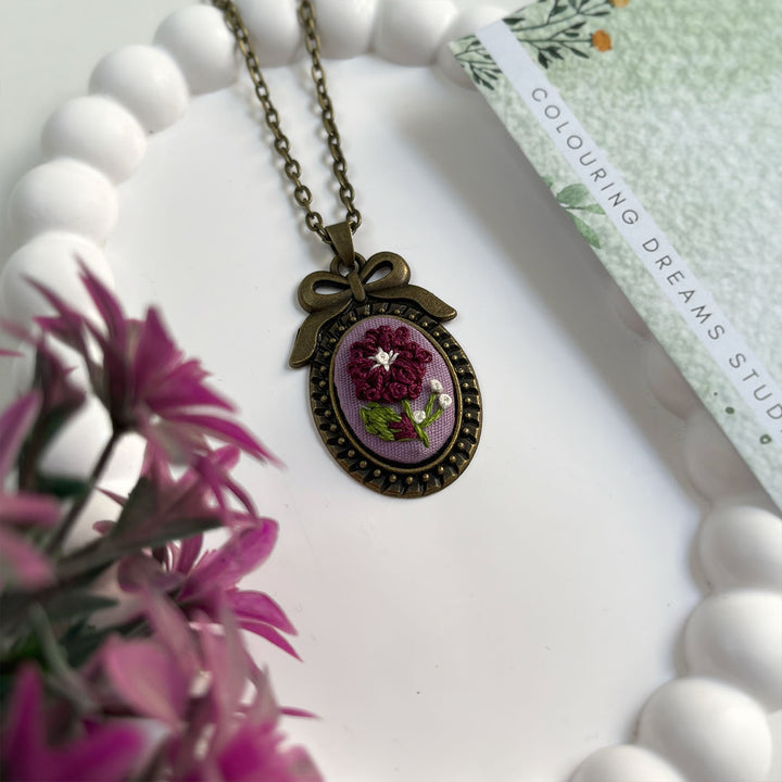 Hand Embroidered Wanderbloom Antique Finish Necklace