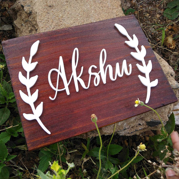 Personalized Minimalist Pine Wood Name Plate - Name Personalization Example on Wood