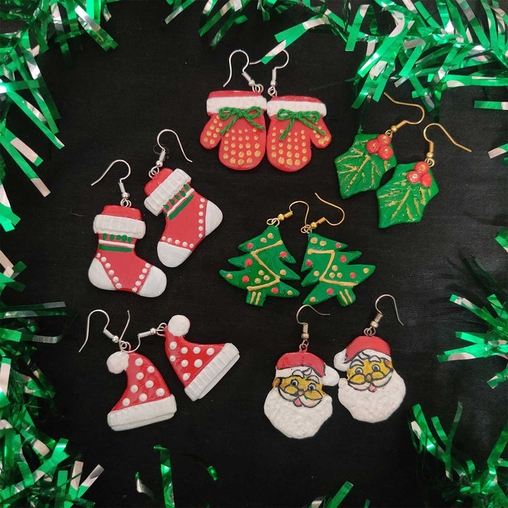 Handmade Santa Cap Clay Earrings | Secret Santa Gift Ideas