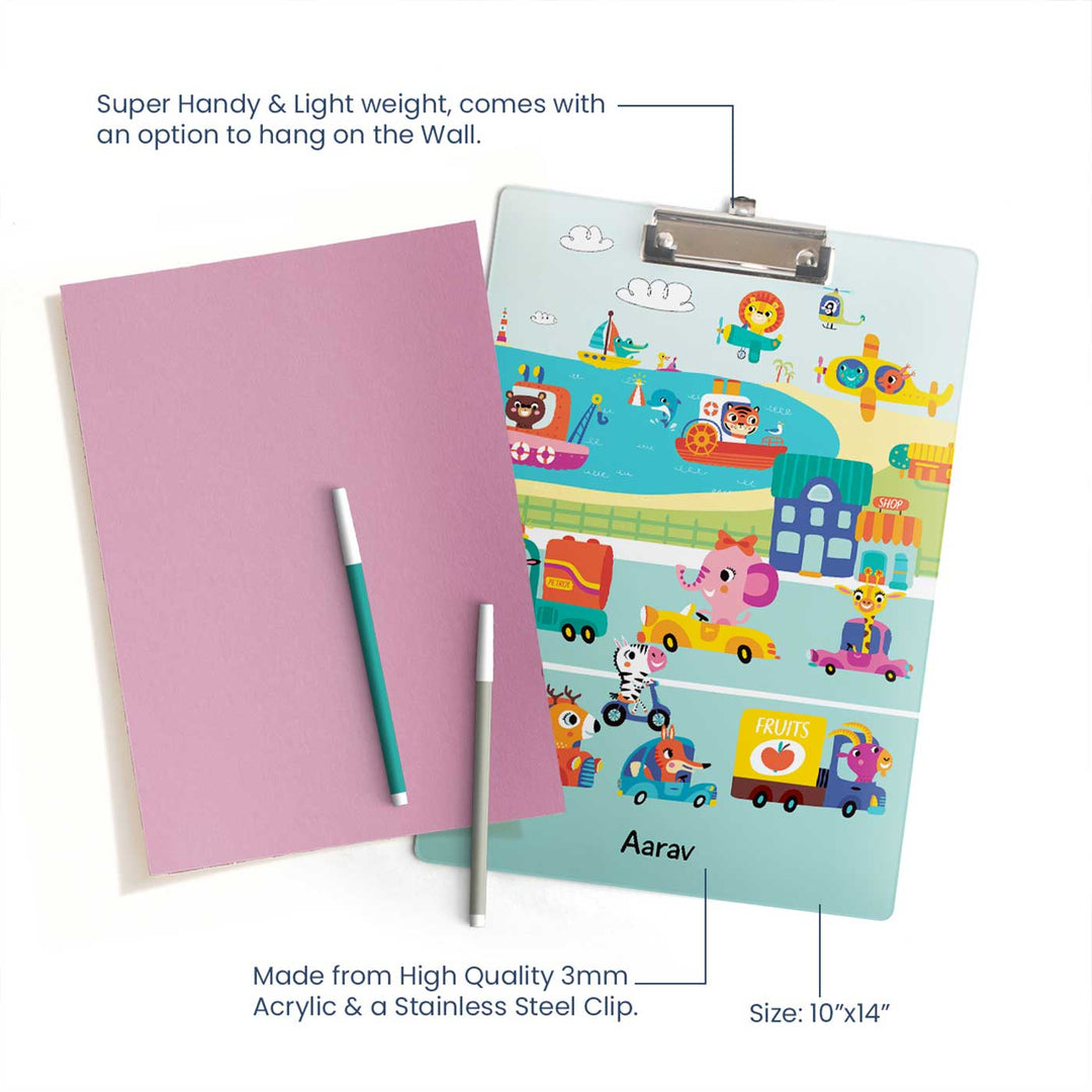 Personalized Let's Travel Theme Acrylic Clipboard