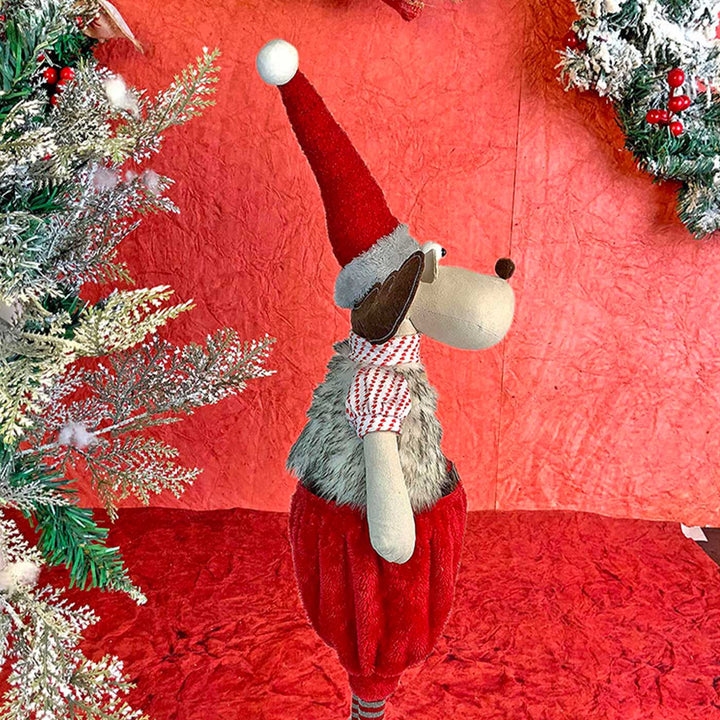 Foldable Tall Mr. Reindeer Self-Standing Woolen Decor For Christmas Table Decoration