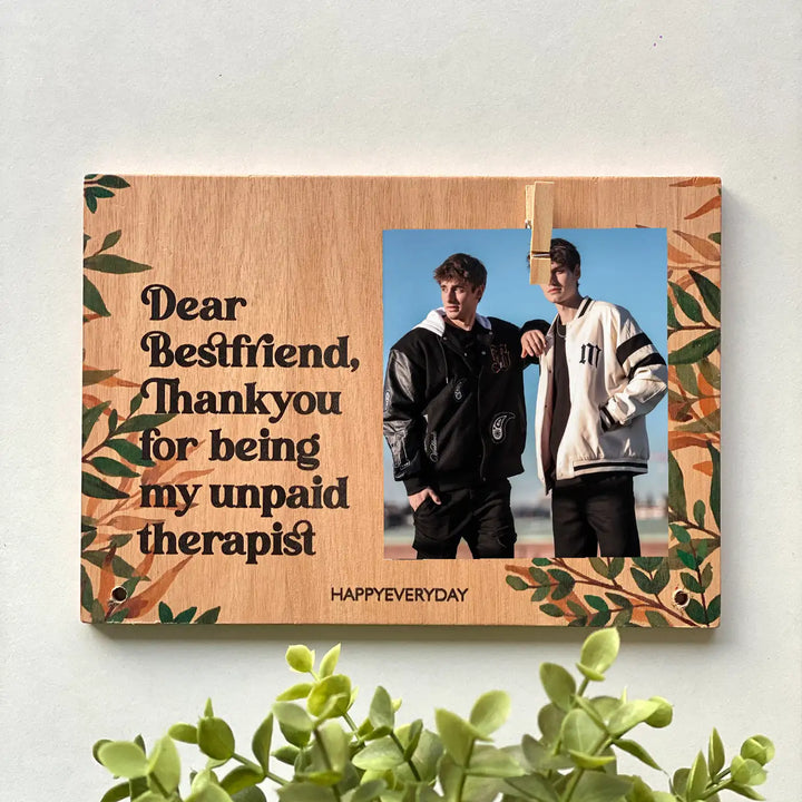 Photo Personalized Leaves Theme Wooden Decorative Plaque