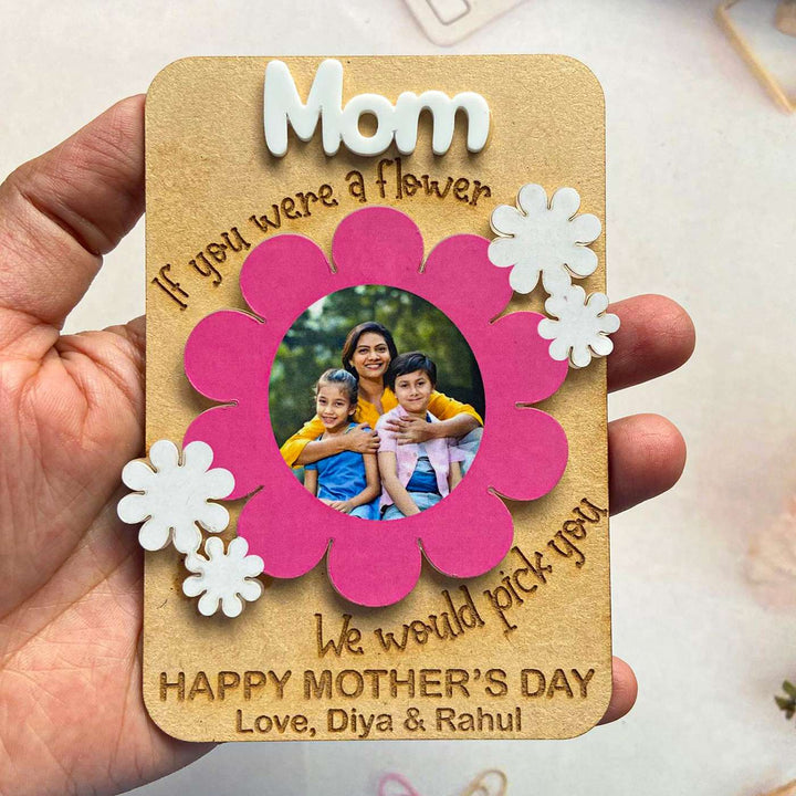 Photo Personalized Handmade Floral Theme MDF Wood Fridge Magnet For Mothers