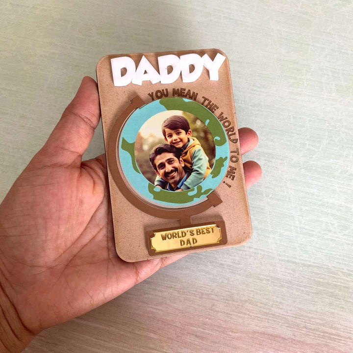 Photo Personalized Handmade World Theme MDF Wood Fridge Magnet For Fathers