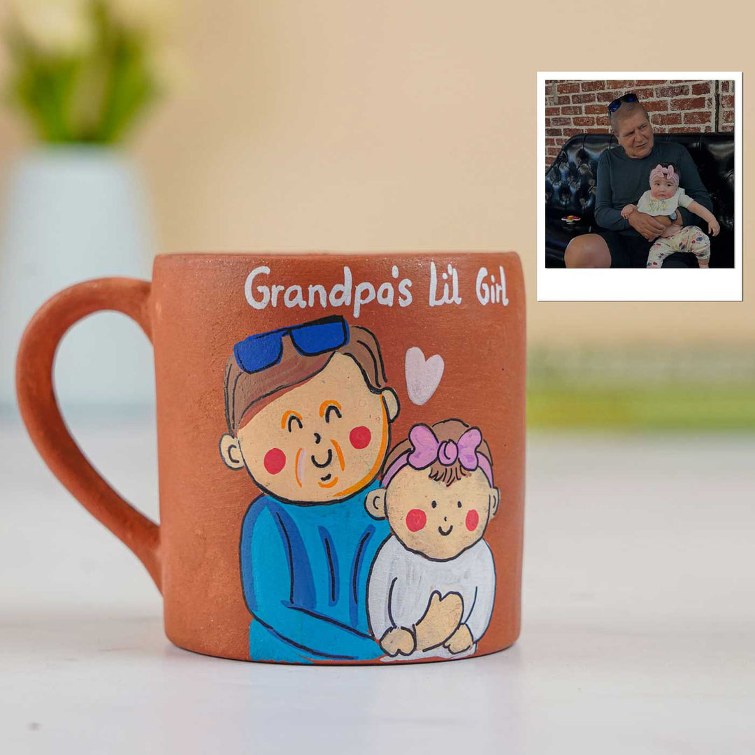 Photo Personalized Handpainted Terracotta Mug with Caricatures