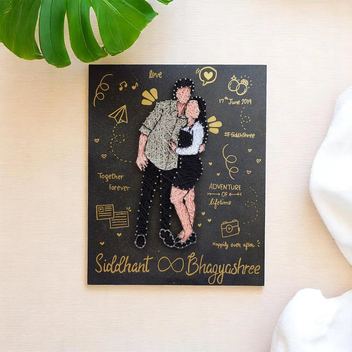 Photo Personalized Handmade String Art Adventure Couple MDF Wood Name Plate
