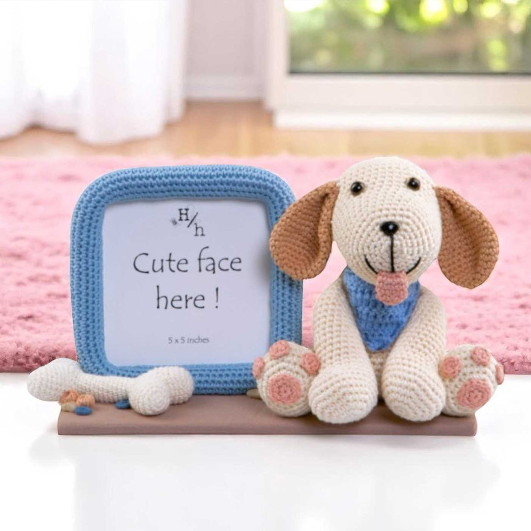 Handmade Crochet Dog Photo Frame for Kids