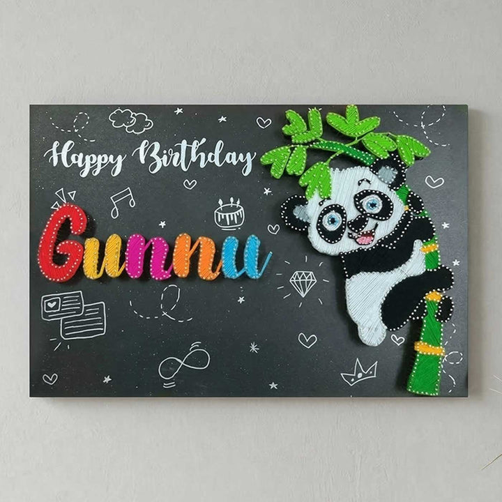 Personalized String Art Pandalicious Birthday Bash Wooden Name Plate