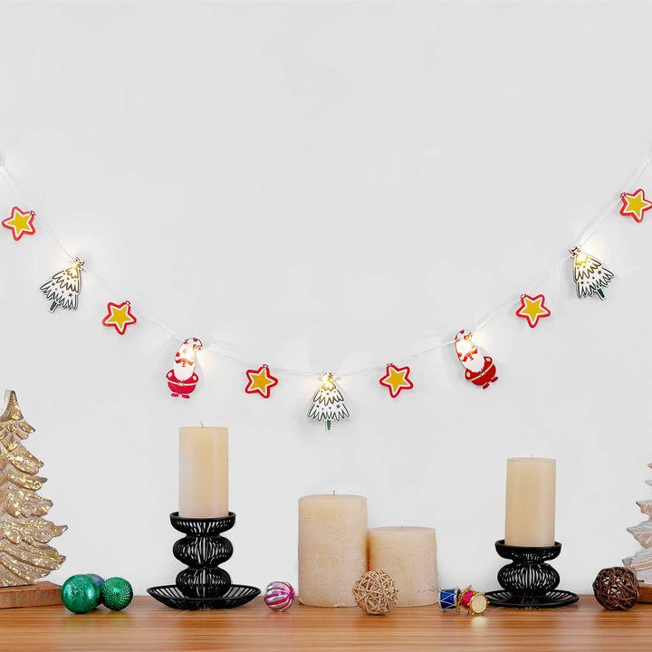 3 m, 14 Bulbs | Decorative Pine Wood Santa & Christmas Tree LED Fairy Light