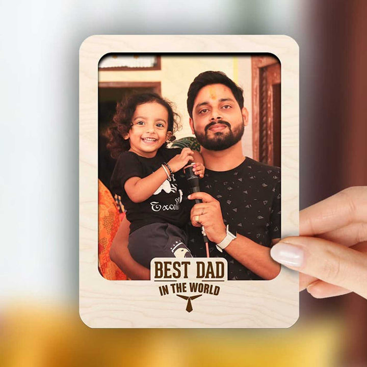 Photo Personalized Printed Fathers Day Theme Wooden Fridge Magnet For Fathers | Set Of 3