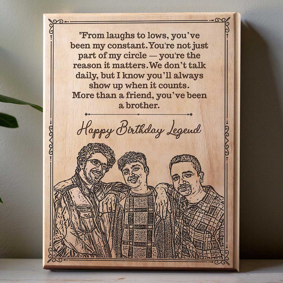 Photo Personalized Handmade Engraved Friend Birthday Theme Wooden Decorative Plaque