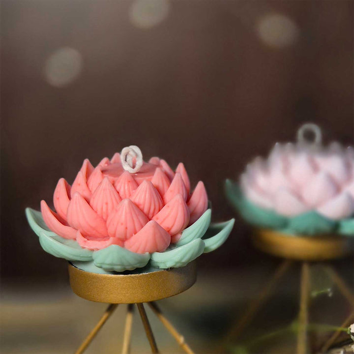 Handmade Kamal Phool Design Soy Wax Scented Candle