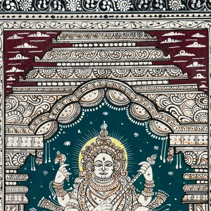 19 X 13 Inch | Handmade Canvas Saraswathi Painting