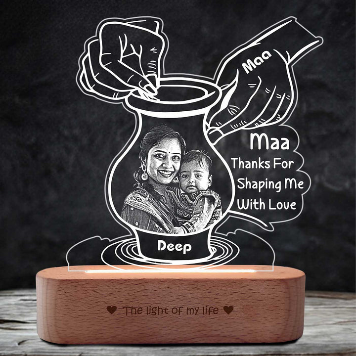 Photo Personalized Pottery Theme Acrylic Lamp For Mothers