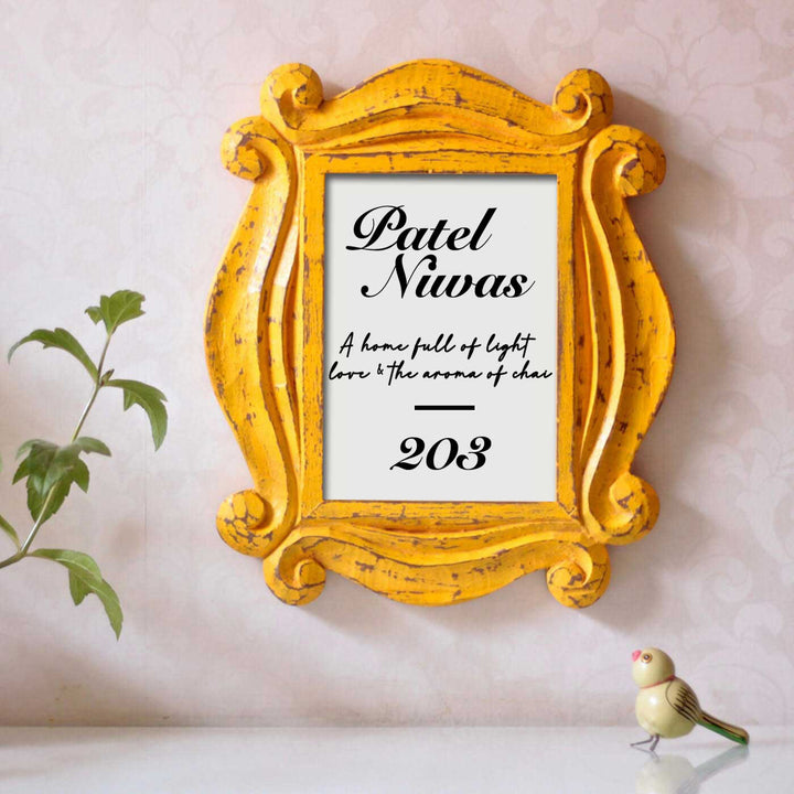 Friends Signature Wooden Personalised Distress Finish Teak Wood Nameplate