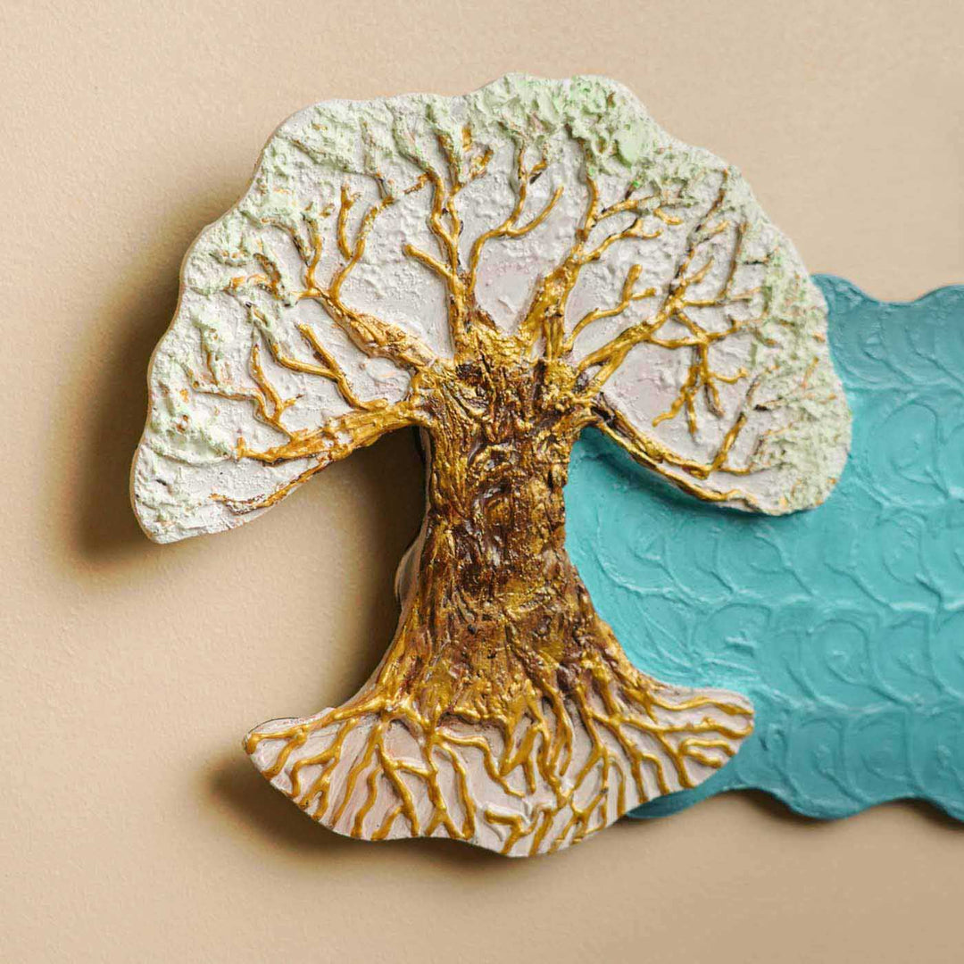 Personalized Tree Of Life Theme Mdf Wood Name Plate - Front View Mounted on Wall