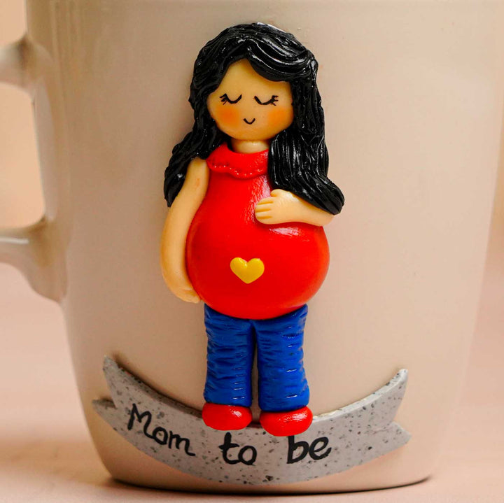 Personalized Handcrafted Mom-To-Be Mug With Clay Caricature