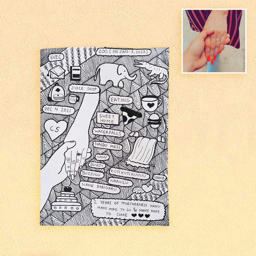 Photo Personalized Doodle Art Couples Black & White Decorative Plaque