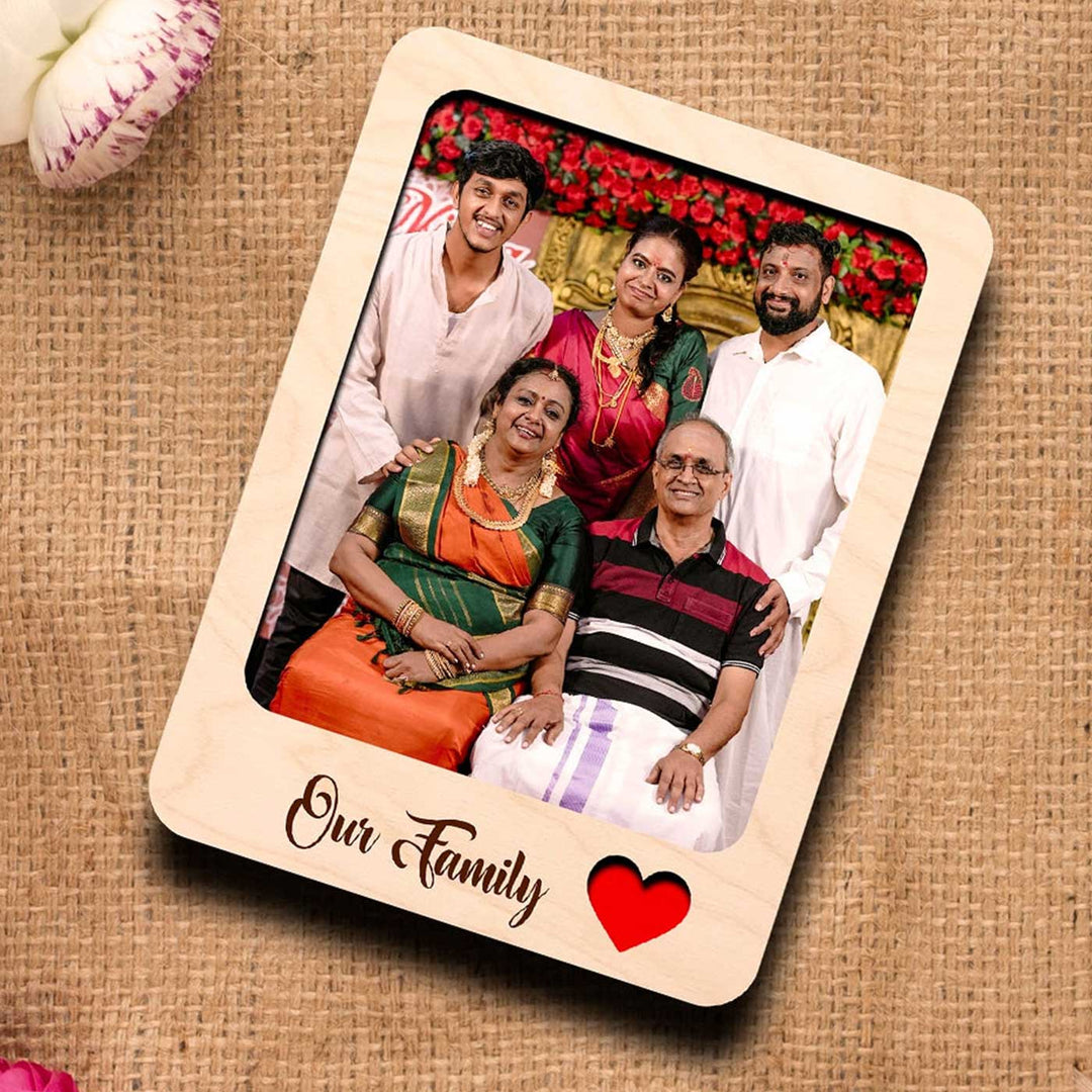 Photo Personalized Printed "Our Family" Wooden Fridge Magnet