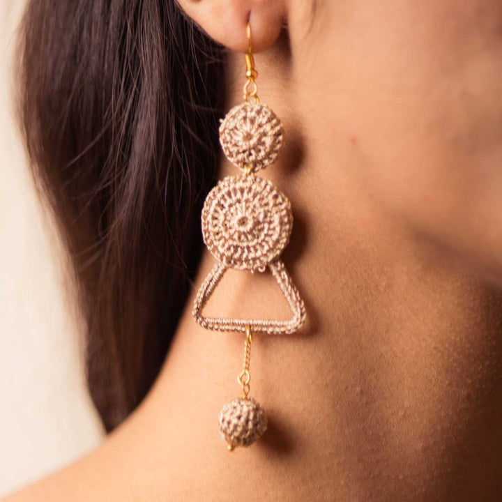 Handmade Crochet Shimmer Layered Dangler Earrings