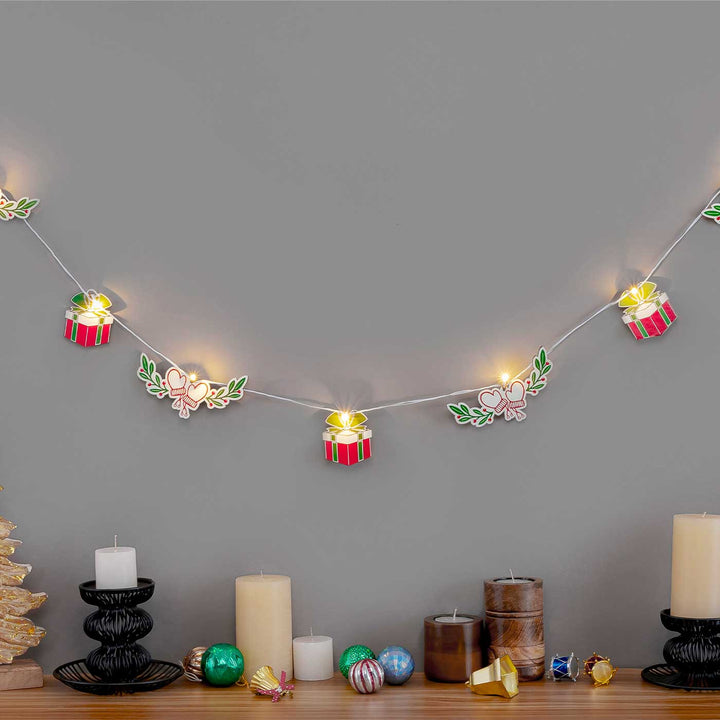 3 m, 14 Bulbs | Decorative Pine Wood Gift & Gloves LED Fairy Light