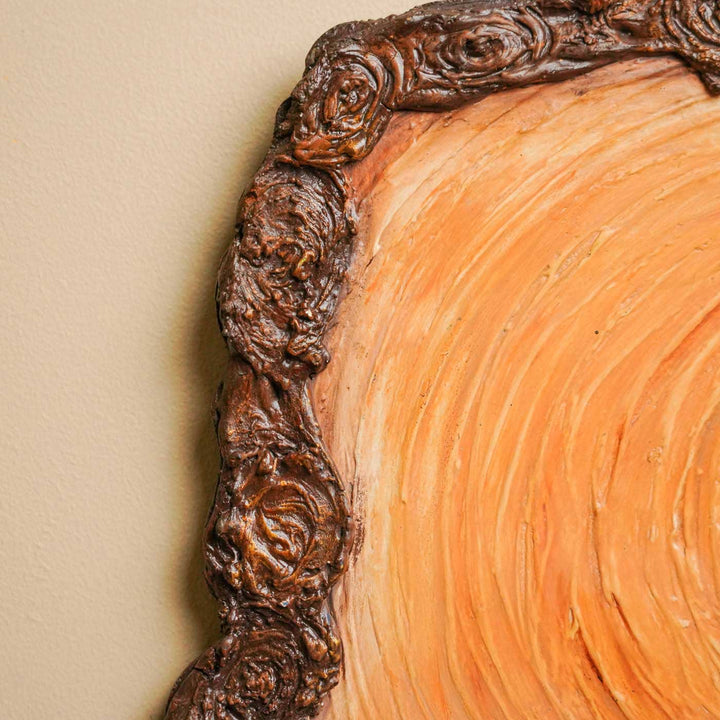 Personalized Natural Bark Theme Mdf Wood Name Plate - Close-up of Decorative Frame Edge