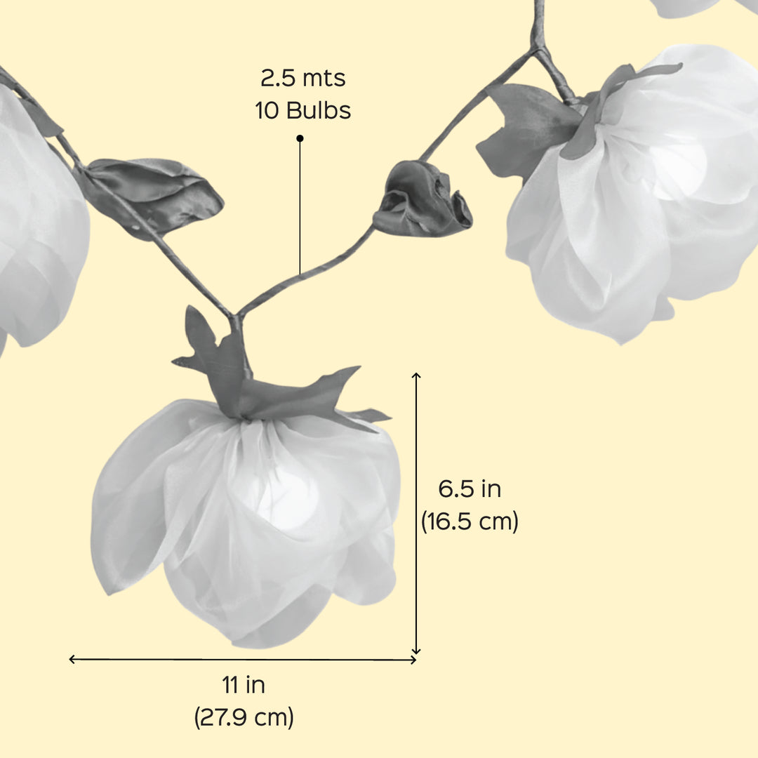 2.5m, 10 Bulbs | Handcrafted Tissue Flower String Lights With Bulbs