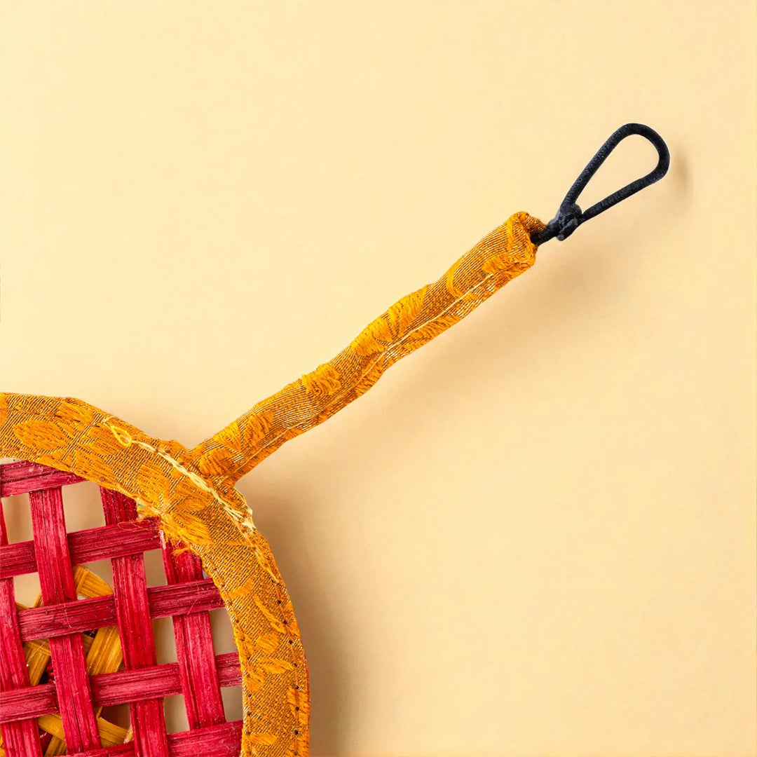 41 In | Multicoloured Mirror Embellished Eco-Friendly Handmade Woven Bamboo Hanging