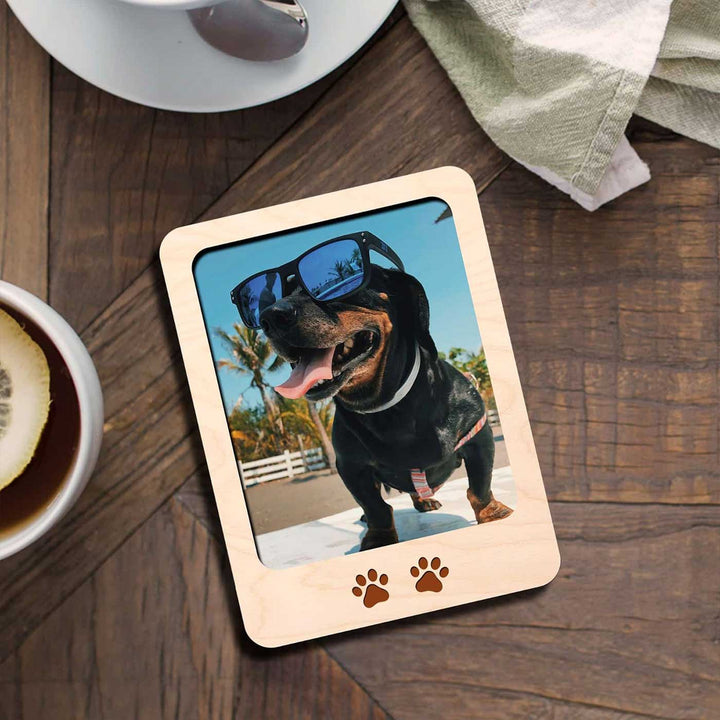 Photo Personalized Printed Pet Paws Theme Wooden Fridge Magnet